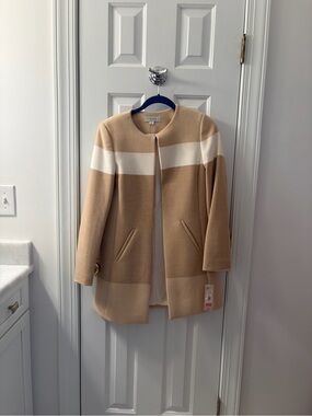 New with tags!! Katherine Kelly- Caslon Beige & White Colorblock Open-Front Coat